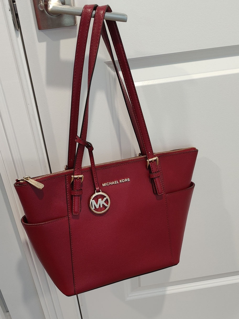 Michael Kors Charlotte Saffiano Leather Tote Bag - Signature MK Charm